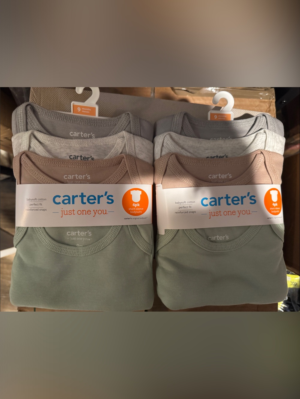 8pk Size 9M Carter's Short Sleeve Bodysuits
